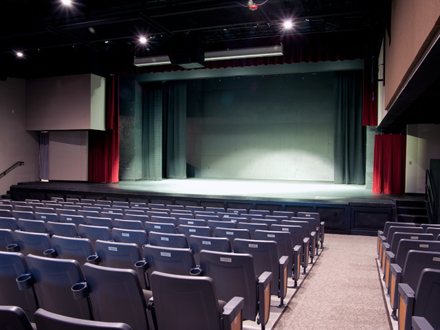 View of the stage in the Kamps Auditorium at the BDACT Fine Arts Center