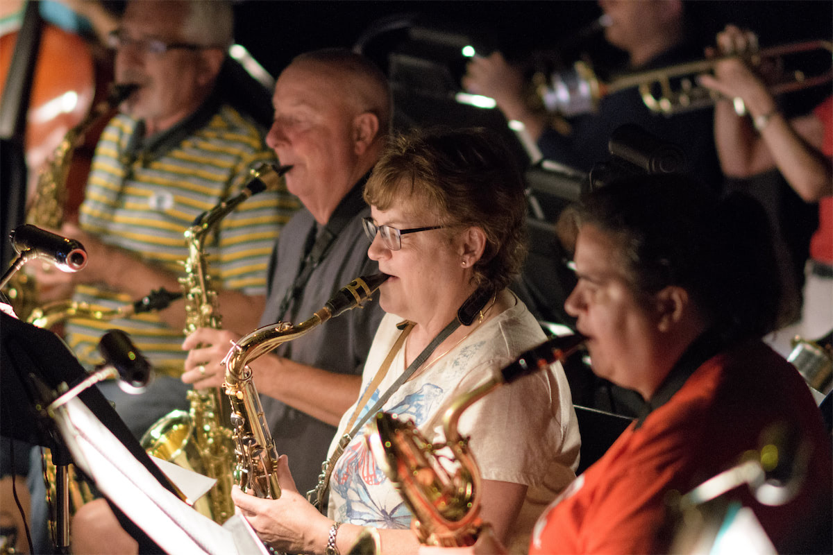 Band playing in the stage pit