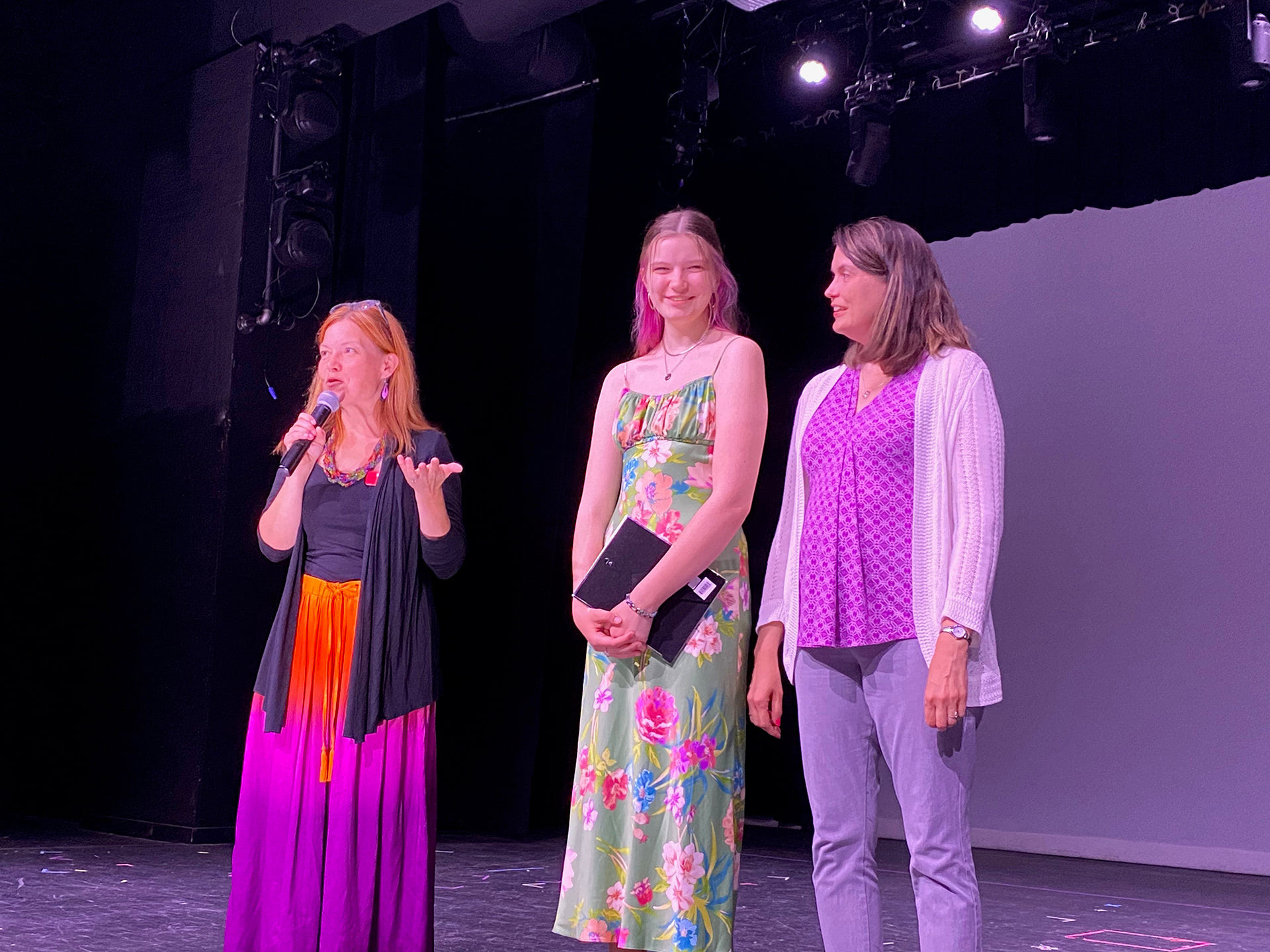 BDACT Board President Emily Shier presented the 2024 Jerome H. Kamps Memorial Award to Beaver Dam High School graduate Clara Hale. Clara’s mother Janine joined her for the presentation.